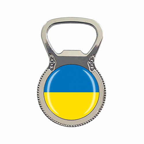 Kühlschrankmagnet, Motiv: Flagge der Ukraine-Bierflaschenöffner, Kühlschrankmagnet, Metall, Glas, Kristall, Reisesouvenir, Geschenk, Heimdekoration