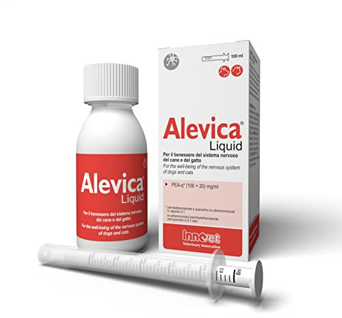 Alevica, Alimento complementare per il Benessere del Sistema nervoso a base di PEA-q per Cani e Gatti, mantiene l'Equilibrio Fisiologico del Sistema Nervoso - Flacone da 100 ml