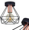 Deckenleuchte Denno, 1-flammige Deckenlampe aus Metall in Schwarz und Kupfer, Vintage Look Deckenlampe mit Metallschirm Käfig und Lichteffekt, 1 x E27, ohne Leuchtmittel