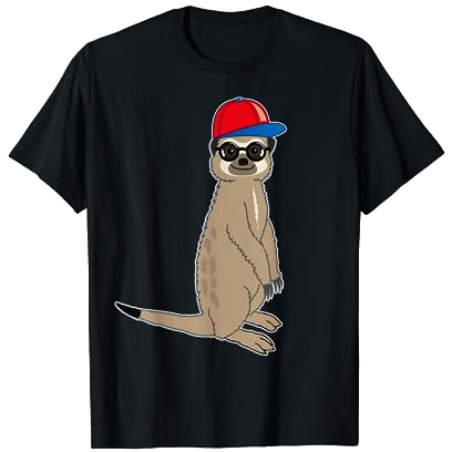 Erdmännchen Nerd Mit Nerd Brille Und Cap Lustig Witzig T-Shirt