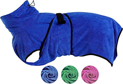 Owbb Hund Bademantel Extra Saugfahig, Schnell Trocknendes Katzenbademantel, Haustier Mantel mit verstellbaren Trägern