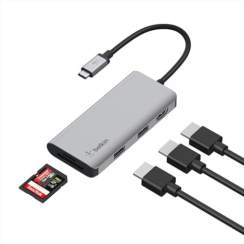 Belkin USB-C Hub, 5-in-1 MultiPort USB-C Docking Station for MacBook & Windows w/ 4K HDMI 1.4, 2x USB-A 3.1, SD 3.0, & Micro SD 3.0, & 5Gbps Data Transfer for Home, Office, & Travel