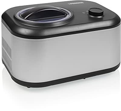 Princess 282608 Máquina para hacer helados, sorbetes y yogur helado con compresor integrado, capacidad de 1 L, 3 programas disponibles, Sin BPA, 100 W, Gris, Negro