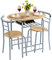 Yaheetech 3 Piece Compact Dining Room Set, Dining Table & Chairs Set for 2, Breakfast Bar Table Set with Metal Legs and Built-in Wine Rack for Small Space/Apartments/Kitchen, Natural, 80x53x75.5cm