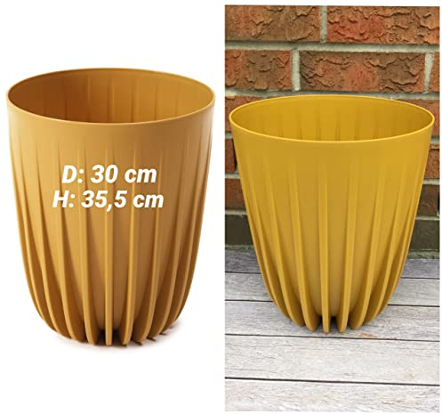 Blumentopf Rund Übertopf sehr DEKORATIV Struktur Größe XL/DxH: 30 x 35,5 cm Gelb