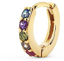 SINGULARU - Einzelner Creolen-Ohrring Cleo M Colors. Sterlingsilber mit 18 kt Goldbeschichtung. Schmuck für Damen