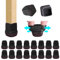 Schutzkappen Für Stuhlbeine mit Filz, Gummi Möbel Beinbecher, Tischbeinbezug, Möbelmatte für Hartholzböden Eckig Schwarz, Seitenlänge 14-19mm 16pcs