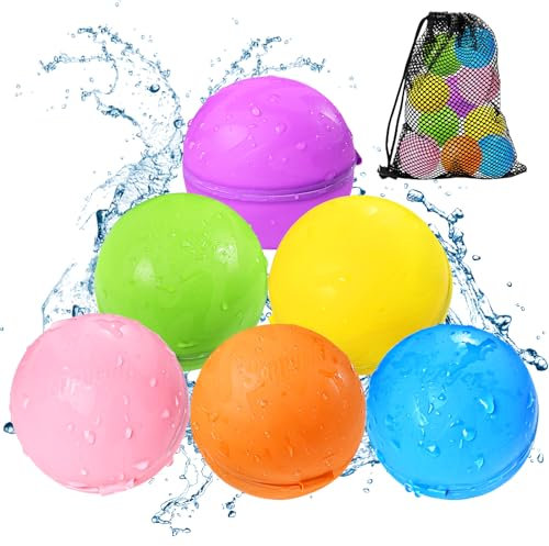 Wiederverwendbare Wasserballons, Sommerspielzeug, Wasserspielzeug für Jungen und Mädchen, Außenpool, Strandspielzeug für Kinder, Wasserspiele, Spielzeug, selbstdichtender Wasserspritzball (6 Stück)