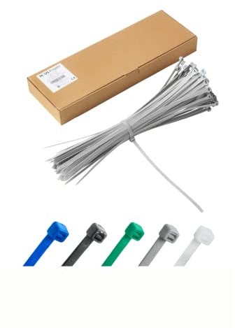 Kabelbinder 100 Stück Grau, 400 mm x 7,6 mm, UV-Beständige Mehrzweck-Kabelbinder für den Einsatz im Außen- und Innenbereich, Kabelmanagement für Haus, Büro, Garten, Garage, Werkstatt, Zäune