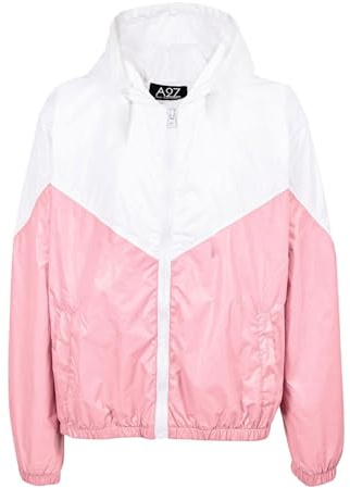 A2Z 4 Kids Girls Boys Motorcycle Biker Windbreaker Shower Proof Contrast - Windbreaker 578 Baby Pink 9-10