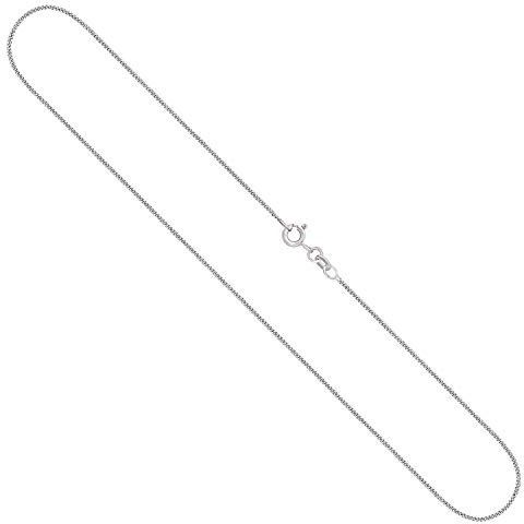 EDELIND Goldkette Damen Herren Halskette 1.1 mm Panzerkette flach 750 aus Weißgold Echtgold Kette Gold Länge 34 cm, Gewicht ca. 1,6 g, Made in Germany