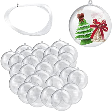 CHAMEEN 30 STK Weihnachtskugeln Transparent Weihnachtsbaumkugeln zum Befüllen Christbaumkugeln Kunststoff Kugeln Befüllbar Acrylkugeln 4cm Plastikkugeln Christbaum Dekokugel Bastelkugeln