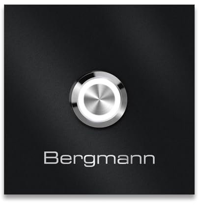 Metzler Türklingel Bergmann in Schwarz - Haustürklingel Pulverbeschichtet in in RAL9005 Feinstruktur - Made in Germany - Klingel Haustür aus Edelstahl V2A - LED Drucktaster wählbar - Größe: 8 x 8 cm