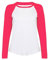 COOZO Damen Lange Ärmel Baseball T-Shirt - Weiss/Heiß Rosa - XS