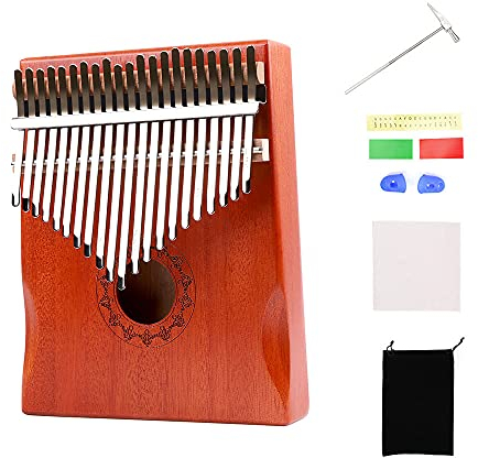 Tragbares Kalimba Piano Mbira aus Holz mit 21 Tasten, mit Tragetasche, Stimmhammer, Reinigungstuch, Fingerschutz, Aufkleber, Musikbuch für Musikliebhaber, Anfänger, Studenten