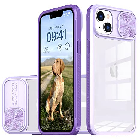 Wousunly Compatible avec Coque iPhone 13 Transparent, Ultra Mince Coque iPhone 13 Protection de la Caméra Étui Clear Silicone Antichoc Anti-Rayures Protective Case (Violet)