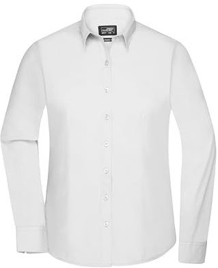 James & Nicholson Damenbluse Poplin Langarm - Taillierte Bluse in pflegeleichtem Materialmix