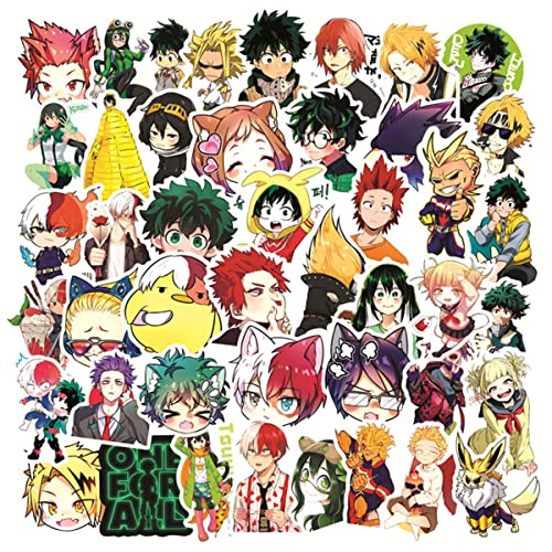 Yangsiw My Hero Academia Aufkleber für Laptop, Auto, Telefon, Wasserflasche, Skateboard, Koffer, Gitarre, Pad - Niedliches Anime Vinyl, wasserdicht, Scrapbook - 50pcs