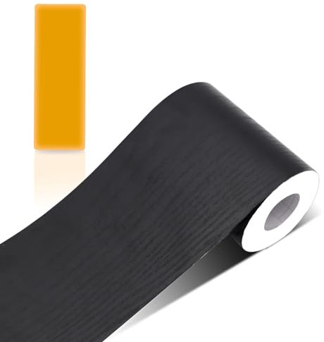 ZTVOWTO Color de grano de madera Adhesivo autoadhesivo para pared con borde de papel pintado impermeable Cenefa adhesiva con diseño para decoración del hogar, (10) cm x (10) m, (Negro)