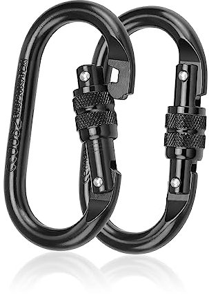 Karabiner Groß 25KN, PARFCO 2 Stück Karabiner Klettern, Tragende Legierung Karabinerhaken Klettern, Karabinerhaken Groß für Hängematte, Bergsteigen, Schaukel