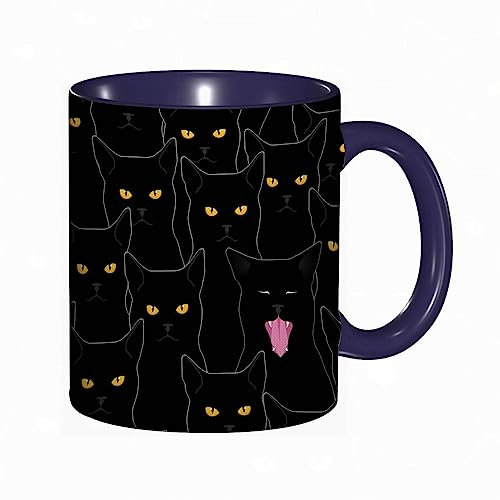 DHAEY Mug porcelaine fine Chat noir et blanc |Mug humour pour collègue, amis, copains, frères et soeurs |Mug original avec