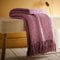 Appletree Heather Chenille Throw/Blanket - 130 x 180cm - Textured Purple Heather Blanket With Tassels - Home Decor