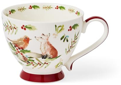 Cooksmart A Winters Tale Tasse à café de Noël britannique | Tasses à café en céramique pour la maison ou le travail | Grandes tasses pour boissons chaudes | Tasses à thé et café – Tasse sur pied