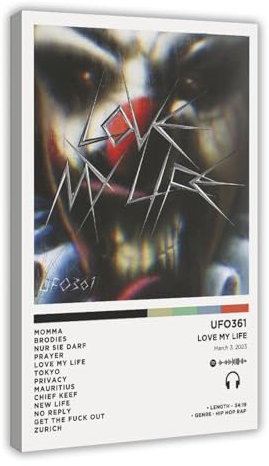 Ufo361 Love My Life Album Poster Leinwand Poster Schlafzimmer Dekor Sport Landschaft Büro Zimmer Dekor Geschenk Rahmenstil 30 x 45 cm