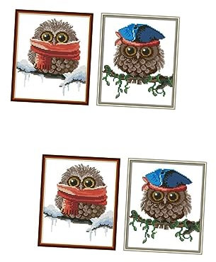 COHEALI 4 Sätze Eule Malen Eulen Kreuzstich Stickerei Handwerk Kreuz Zubehör Eulen-stickerei-malerei Nähset Ornament-sets Eule Kreuz Nähen Stickset Das Kreuz Ökologische Baumwolle Geschenk