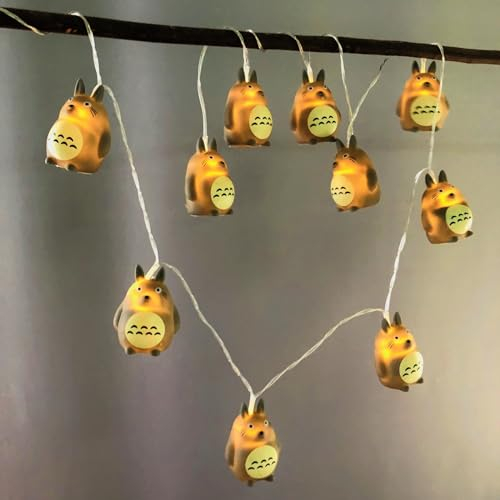 Riaxuebiy Katze Form Lichterketten Batteriebetriebene Chinchilla Lichterketten für Garten Kinder Schlafzimmer Weihnachtsbaum Weihnachts Dekoration (Grau Totoro)