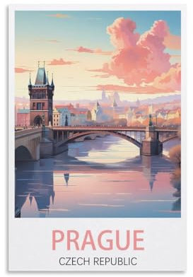 PuPLuM Prag-Tschechische Republik, Vintage-Reiseposter, See, 20 x 30 cm, Leinwand, Wandkunst, Poster für Wohnzimmer, Dekoration, Gemälde für Heimdekoration