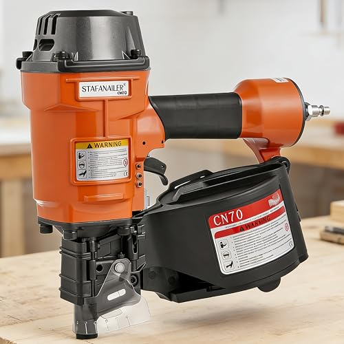 Stafanailer CN70 Coil Nailer 3.5cm to 6.5cm Compacted Coil Nails 15 Degree Pneumatic Nail Gun for Pallets, Packaging Boxes, Boxes and Fences