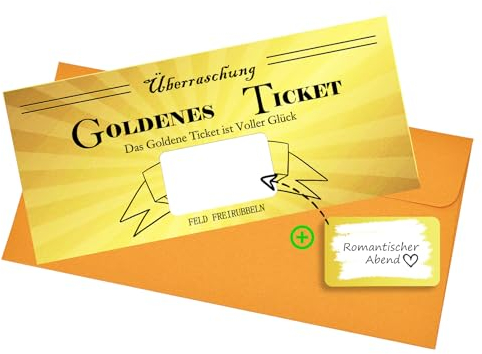 LVZONGXIN Gutschein mit Rubbelaufkleber, Goldenes Ticket Rubbelkarte als Geburtstagskarten oder Gutscheinkarte zu Weihnachten…