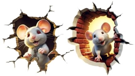 Housoutil 3D Süße Mauseloch Wandaufkleber, 2stück Mauselochwandaufkleber, Pvc Wandsticker Aufkleber, Bnehmbare Wandaufkleber Zum Abziehen Und Aufkleben Für Wohnzimmer Bücherregal