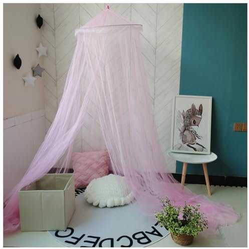 Wisafory Moustiquaire de lit en dentelle - Moustiquaire dôme - Moustiquaire pour lit, baldaquin, rideau, moustiquaire pour hamac, maison, camping, voyage - Rose S