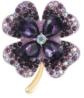 Wekuw Spilla a Quadrifoglio, Strass Spilla Spilla Donna Spilla di Cristallo Clip per Scialle in Lega Spille Gioiello per Vestiti per Donne, Ragazze, Matrimoni, Feste Accessori(Viola)