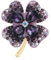 Wekuw Vierblättriges Kleeblatt Brosche, Strass Brosche Broschen Damen Kristall Brosche Verkleinern Pins Anstecker Anstecknadeln Pins Schmuck Retro für Kleidung, Taschen, Rucksack, Hut(Lila)