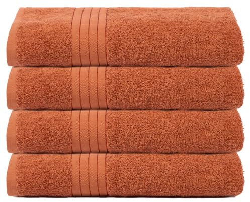Brentfords Towels Bath Sheets Burnt Orange, Super Soft Feel 100% Cotton Bathroom Towels Quick Drying Homeware Accessories Highly Absorbent Towel Set, 4 Piece