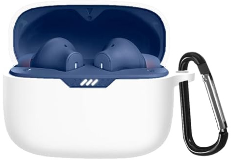 YAODLE hülle Kompatibel mit JBL Tune 230 NC TWS Schutzhülle Stoßfeste Weiche hülle,Mit Karabiner,Anti-Fingerabdruck,Anti-Abrieb(Weiß)