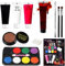 SEO-FANALLY Maquillage Halloween Professionnel pour Faux Sang Enfant Adulte, Kit Halloween Makeup Palette Peinture Corporelle Palette de 8 Couleurs+Cire De Cicatrice+ Faux Sang+Raclettes