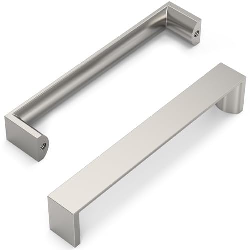 FURNIWARE 10 Stück Möbelgriffe, Gebürstetes Satin-Nickel 128mm Lochabstand Schrankgriffe Küchengriffe Griffe Möbel Schubladengriffe Griffe für Küchenschränke Schränke Schubladengriffe