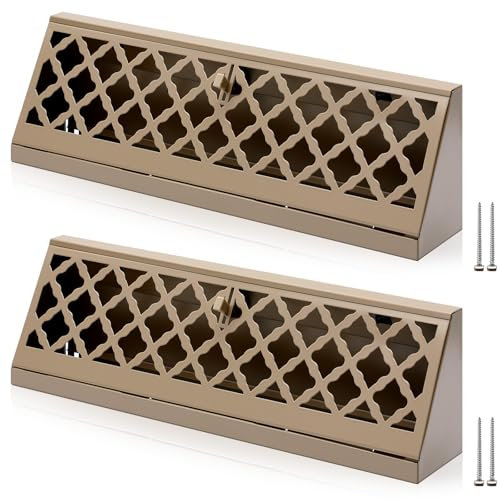 Blulu 2 Pack Baseboard Register Duct Opening Size Modern Design Vent Covers for Home Floor Wall Baseboard Air Covers Supply Floor Baseboard Diffuser Including Screws (Brown,15 Inch)