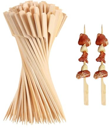 Lot de 150 brochettes plates en bois pour barbecue, hamburger, sandwich, brochettes à kebab, brochettes à fondue, brochettes en bois naturel pour hamburgers, légumes, fruits