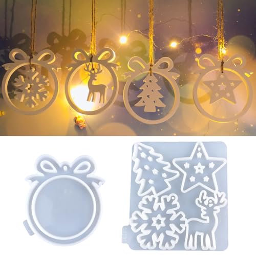 Weihnachten Resin Silikonform Epoxidharz Formen Anhänger, DIY Silikon Weihnachten Charms Anhänger Gießform Resin Formen, 3D Weihnachts Silikonform Anhänger, Silikonformen Gießformen Harz Formen Set