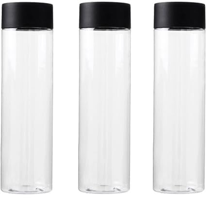 HUITINGJIANYYDS 3 Pcs 500ml Empty Plastic Juice Bottles with Black Lids Reusable Plastic Drink Bottles Bulk for Smoothie Juice and Other Homemade Beverages
