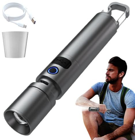 Générique Led Flashlight, Rechargeable Portable Flashlight, Power Bank Flashlight, Multifunctional Camping Light, Powerful Hiking Flashlight, Professional Use Flashlight, Compact Rechargeable Lantern