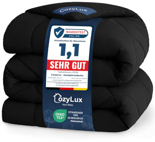 CozyLux Couette 140x200 cm Noir pour Lit 1 Personne