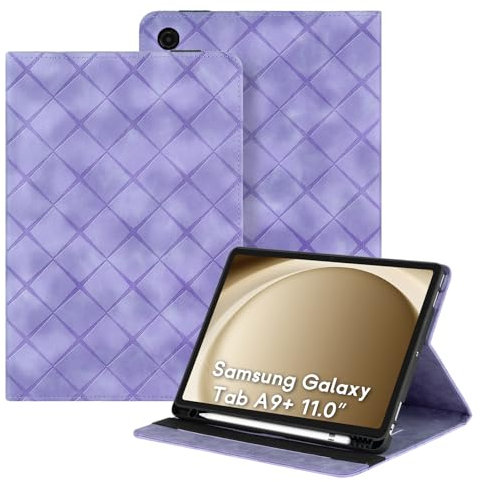 LSPCASA Funda Carcasa para Samsung Galaxy Tab A9 Plus 11 Pulgadas PU Material con Soporte, Función de Portalápices Protegdora, Púrpura