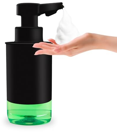 Mamiddle Seifenspender Automatisch mit Sensor Infrarot Seifenspender Elektrischer IPX5 Wasserdicht Type-C Aufladung mit Sensor Infrarot Bewegungssensor für Küche & Bad (Schaumtyp - Schwarz Acryl)