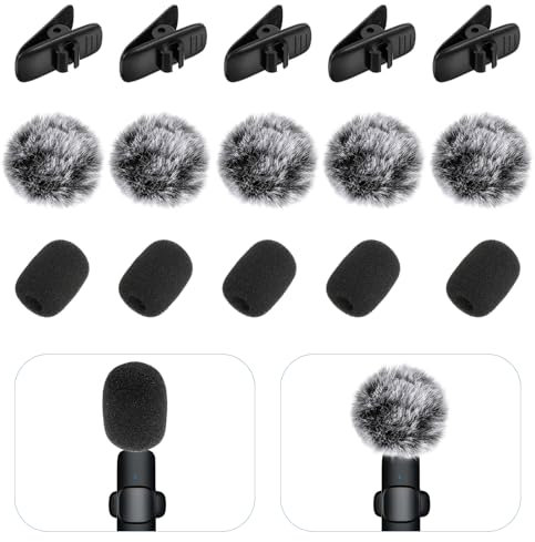 15 Stück Mikrofon Windschutz Mini Popschutz Lavalier Mikrofon Mic Krawatte Clip Pelzig Windschutzscheibev Wind-Filter Pop-Filter für Lavalier Mikrofone Professionelle Außen